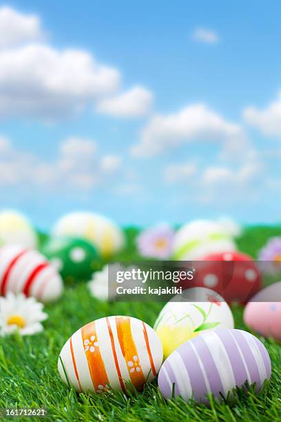 colorful easter eggs - easter background stock pictures, royalty-free photos & images