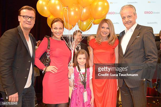 Torsten Koch, Sonja Kirchberger, a participating girl, Ursula Karven and Peter M. Endres attend 5th '99Fire-Films-Award' - Show at Admiralspalast on...