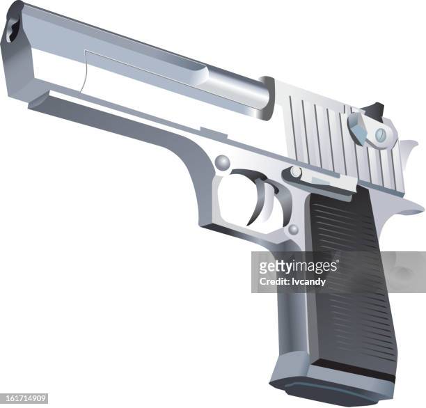 silver handgun - trigger warning stock illustrations