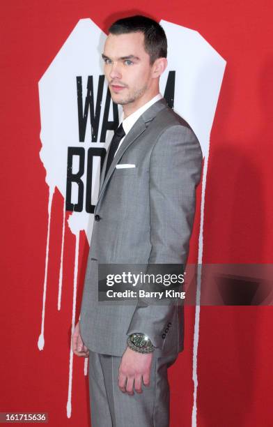 Actor Nicholas Hoult arrives at the Los Angeles Premiere 'Warm Bodies' at ArcLight Cinemas Cinerama Dome on January 29, 2013 in Hollywood, California.