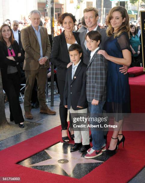 Actor Simon Baker and family participate in Simon Baker's Star Ceremony on The Hollywood Walk Of Fame on February 14, 2013 in Hollywood, California.