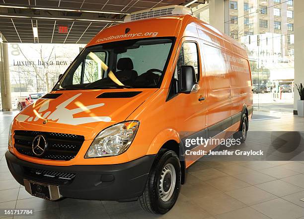 The Food Bank For New York City's Sprinter Van Donated By Mercedes-Benz Manhattan at the Mercedes-Benz 11th avenue on February 14, 2013 in New York...