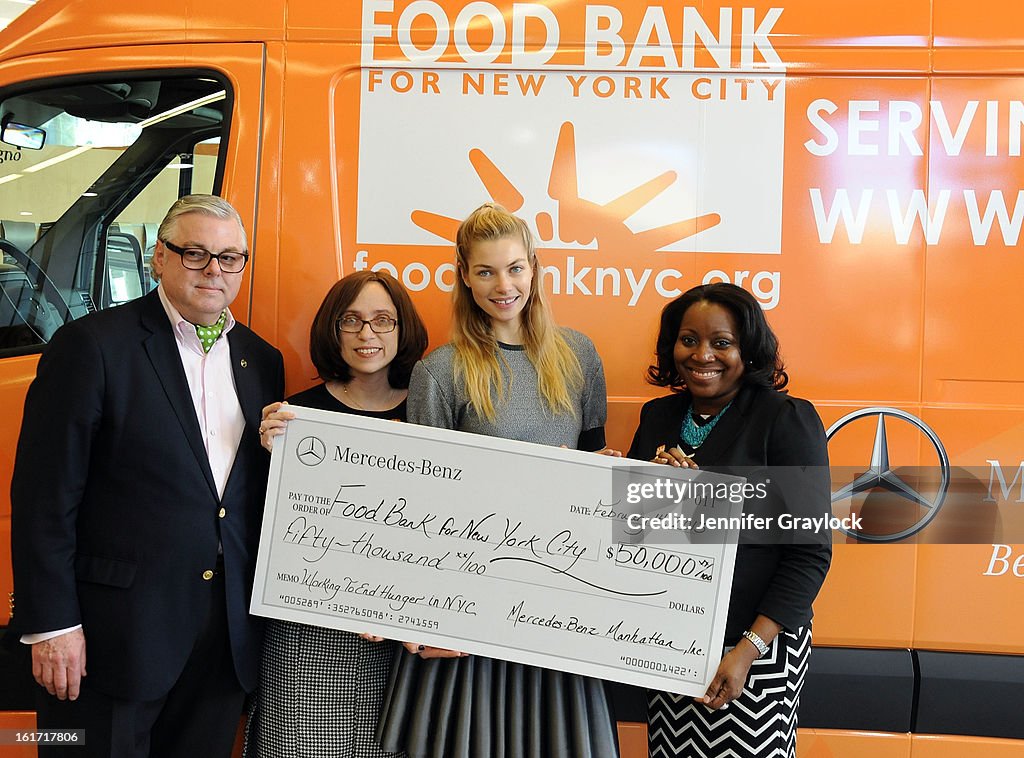 Model Jessica Hart Unveils Food Bank For New York City's Sprinter Van Donated By Mercedes-Benz Manhattan