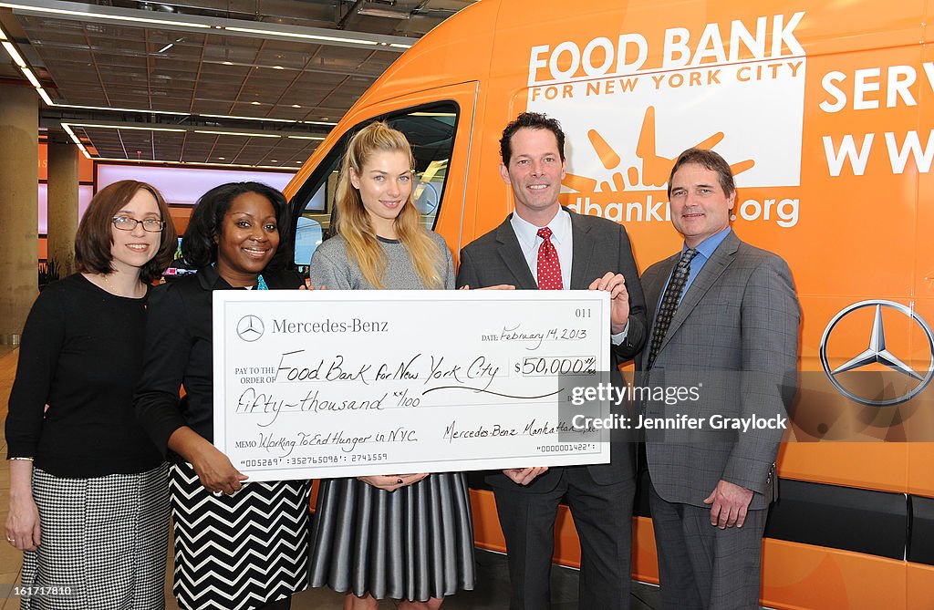 Model Jessica Hart Unveils Food Bank For New York City's Sprinter Van Donated By Mercedes-Benz Manhattan