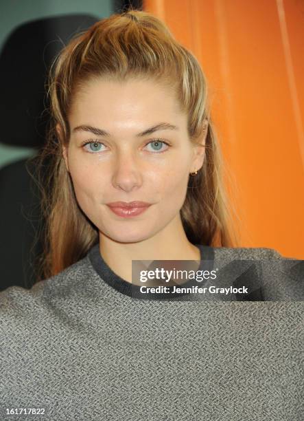 Model Jessica Hart unveils the Food Bank For New York City's Sprinter Van Donated By Mercedes-Benz Manhattan at the Mercedes-Benz 11th avenue on...