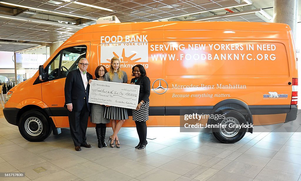 Model Jessica Hart Unveils Food Bank For New York City's Sprinter Van Donated By Mercedes-Benz Manhattan