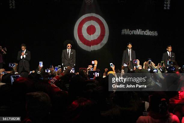 Target and Mindless Behavior celebrate Target exclusive deluxe edition of "All Around The World" in New York, Tuesday Feb. 14.