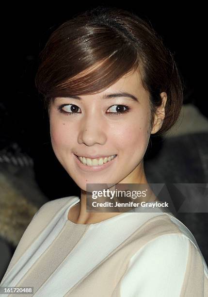 Japanese Actress Riisa Naka wearing Marc Jacobs attends the Marc Jacobs Fall 2013 Mercedes-Benz Fashion Show at N.Y. State Armory on February 14,...