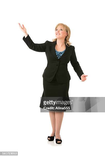 full body portrait of a blond businesswoman on white - full body isolated bildbanksfoton och bilder
