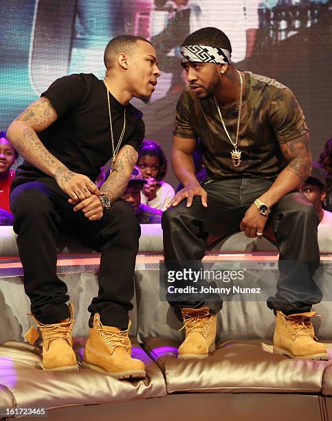 Omarion visits BET's "106 & Park" with host Bow Wow at BET Studios on February 14, 2013 in New York City.