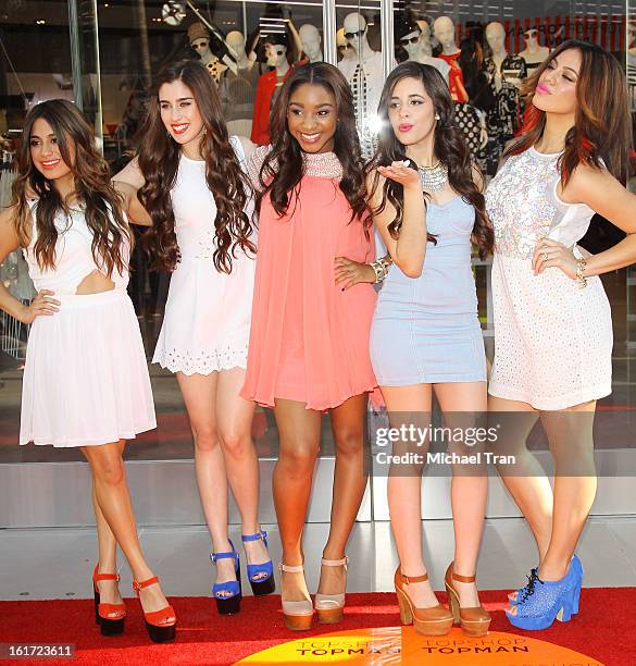 Fifth Harmony attend Topshop Topman LA Grand Opening at The Grove on February 14, 2013 in Los Angeles, California.