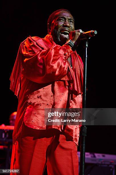 Eddie Levert of The O Jays performs at Hard Rock Live! in the Seminole Hard Rock Hotel & Casino on February 14, 2013 in Hollywood, Florida.