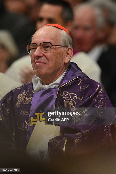 Italian cardinal Battista Re attends the mass for Ash Wednesday, opening Lent, the forty-day period of abstinence and deprivation for the Christians,...