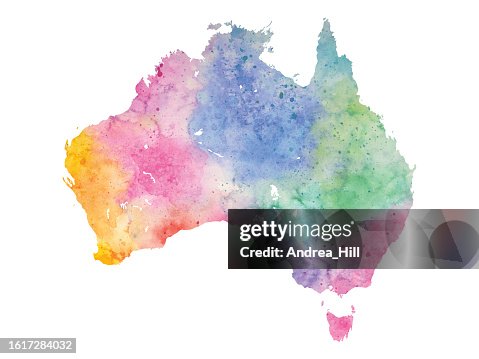 Map of Australia with Watercolor Texture Map of Australia with Watercolor Texture