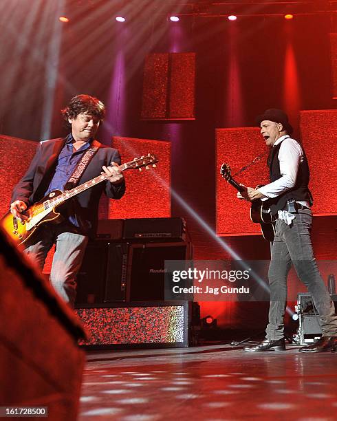 Lead singer Gord Downie of the Tragically Hip performs at Air Canada Centre on February 14, 2013 in Toronto, Canada.