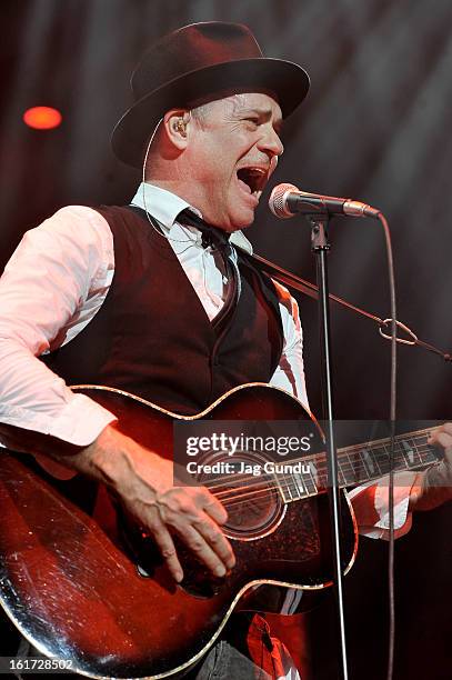 Lead singer Gord Downie of the Tragically Hip performs at Air Canada Centre on February 14, 2013 in Toronto, Canada.