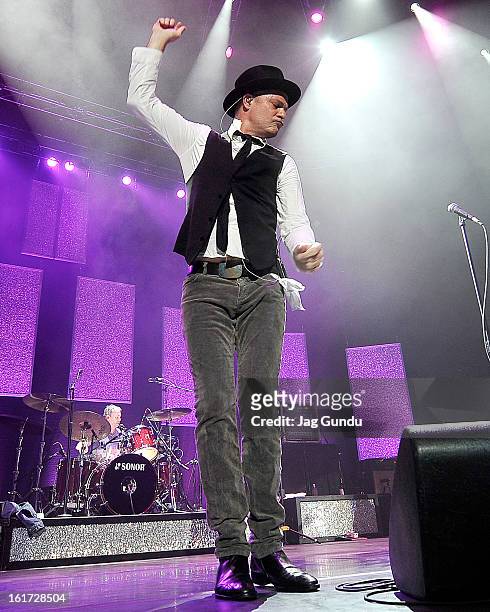 Lead singer Gord Downie of the Tragically Hip performs at Air Canada Centre on February 14, 2013 in Toronto, Canada.