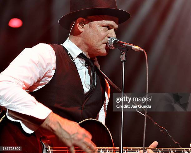 Lead singer Gord Downie of the Tragically Hip performs at Air Canada Centre on February 14, 2013 in Toronto, Canada.