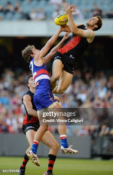 Kyle Hardingham Kyle Hardingham jumps up high but fails to take mark during the round ...