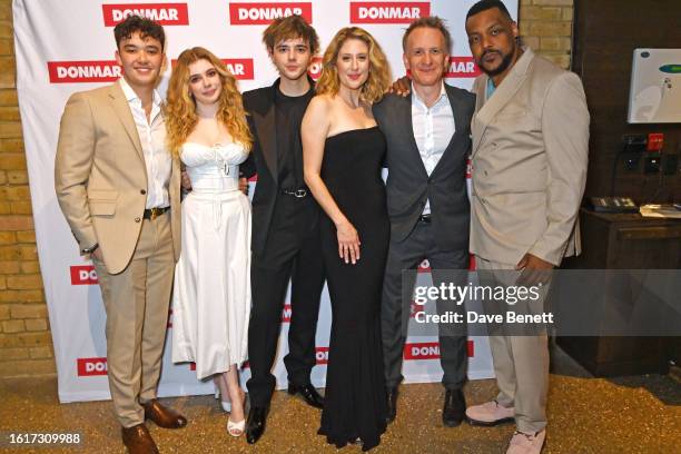 Jack Ofrecio, Eleanor Worthington Cox, Jack Wolfe, Caissie Levy, Jamie Parker and Trevor Dion Nicholas attend the press night after party for "Next...