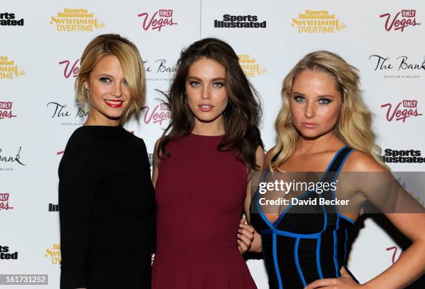 Sports Illustrated swimsuit models Kate Bock, Emily DiDonato and Genevieve Morton attend the SI Swimsuit VVIP after party at The Bank Nightclub at...