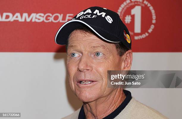 Golfer Tom Watson attends a talk show during Japan Golf Fair at Tokyo Big Sight on February 15, 2013 in Tokyo, Japan.