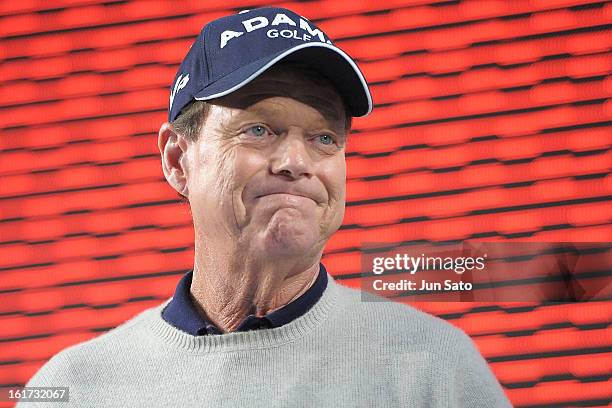 Golfer Tom Watson attends a talk show during Japan Golf Fair at Tokyo Big Sight on February 15, 2013 in Tokyo, Japan.