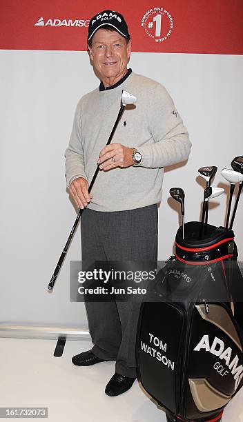 Golfer Tom Watson attends a talk show during Japan Golf Fair at Tokyo Big Sight on February 15, 2013 in Tokyo, Japan.