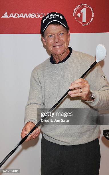 Golfer Tom Watson attends a talk show during Japan Golf Fair at Tokyo Big Sight on February 15, 2013 in Tokyo, Japan.