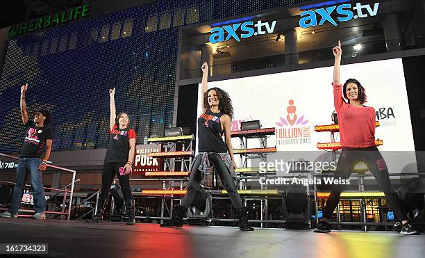 Zumba celebrity instructor Gina Grant and professional wrestler Eve Torres attend One Billion Rising-Rise with V-Day and Zumba Fitness, One Billion...