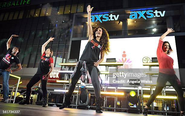 Zumba celebrity instructor Gina Grant and professional wrestler Eve Torres attend One Billion Rising-Rise with V-Day and Zumba Fitness, One Billion...