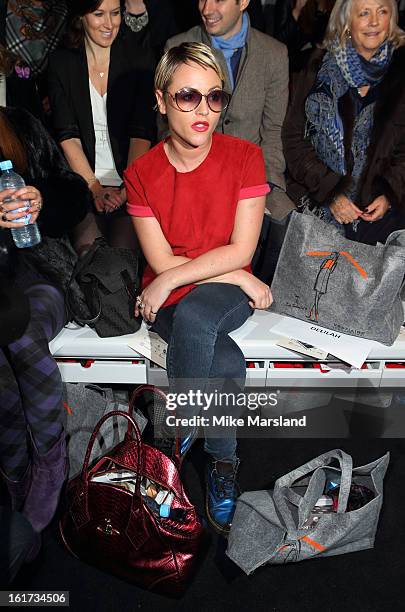 Jaime Winstone attends the Zoe Jordan show during London Fashion Week Fall/Winter 2013/14 at Somerset House on February 15, 2013 in London, England.