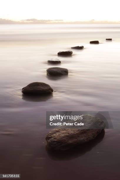 stepping stones in water - footpath stones stock pictures, royalty-free photos & images