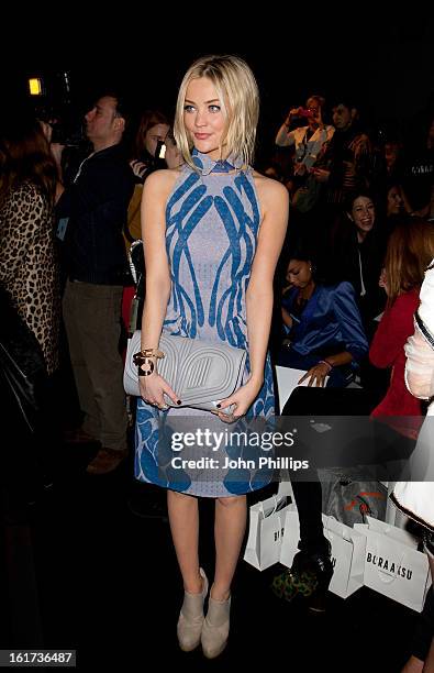 Laura Whitmore attends the Bora Aksu show during London Fashion Week Fall/Winter 2013/14 at Somerset House on February 15, 2013 in London, England.