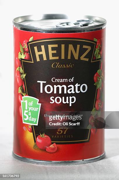 Tin of H.J. Heinz Co. Tomato Soup on February 15, 2013 in London, England. Billionaire investor Warren Buffett's Berkshire Hathaway is is teaming up...