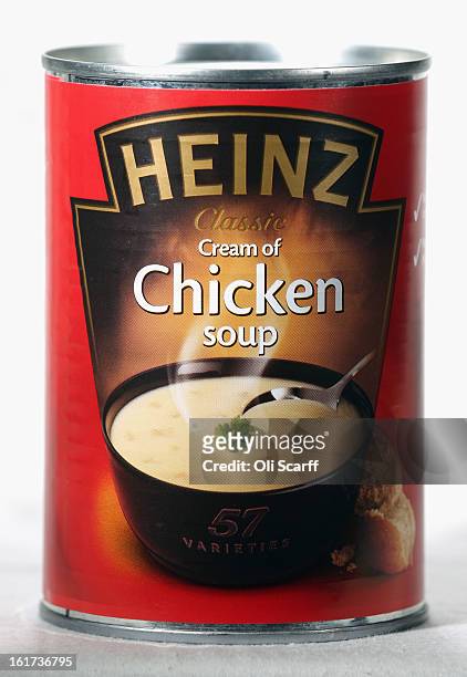 Tin of H.J. Heinz Co. Chicken Soup on February 15, 2013 in London, England. Billionaire investor Warren Buffett's Berkshire Hathaway is is teaming up...