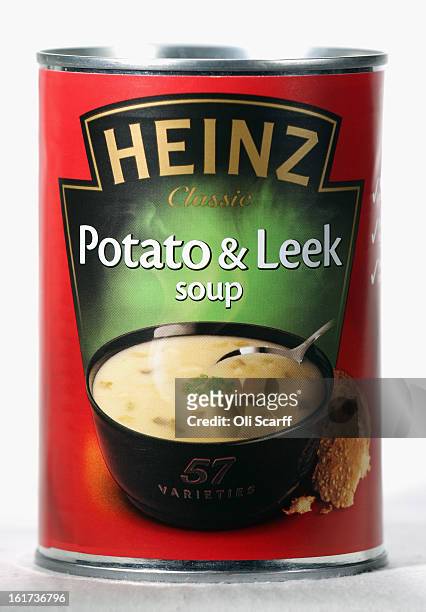 Tin of H.J. Heinz Co. Potato and Leek Soup on February 15, 2013 in London, England. Billionaire investor Warren Buffett's Berkshire Hathaway is is...