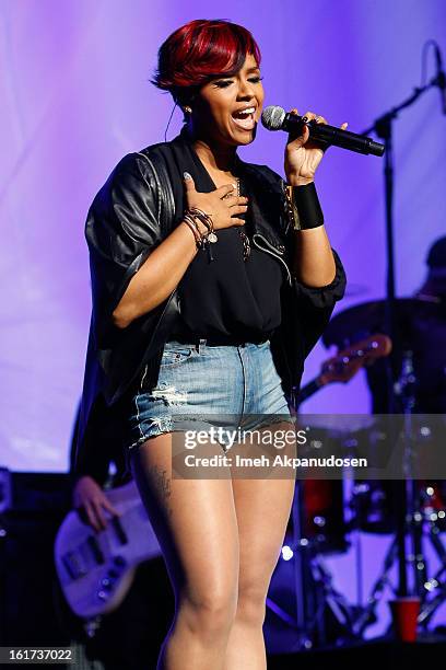 Singer RaVaughn performs onstage at Power 106's Valentine's Day concert at Nokia Theatre L.A. Live on February 14, 2013 in Los Angeles, California.