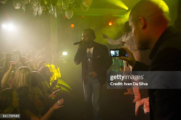 Dr Alban and Wyclef Jean performs at Cafe Opera on February 14, 2013 in Stockholm, Sweden.