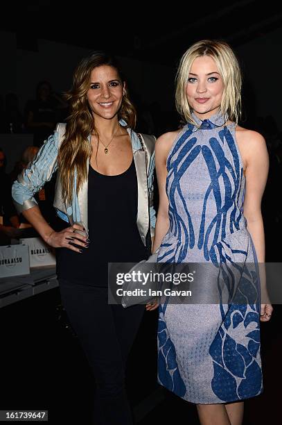 Amanda Byram and Laura Whitmore attends the Bora Aksu show during London Fashion Week Fall/Winter 2013/14 at Somerset House on February 15, 2013 in...