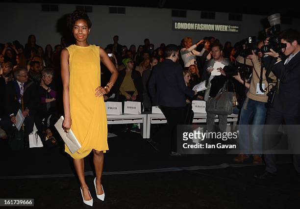Tolula Adeyemi attends the Bora Aksu show during London Fashion Week Fall/Winter 2013/14 at Somerset House on February 15, 2013 in London, England.