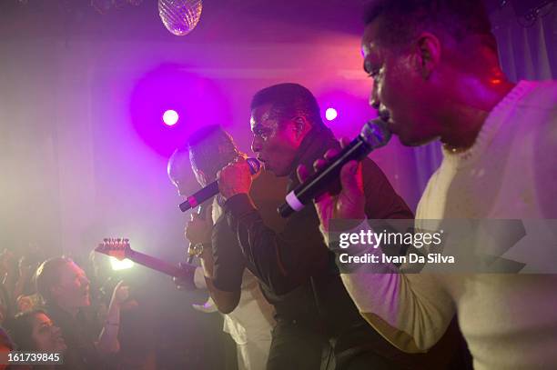 The Jacksons perform with Wyclef Jean at Cafe Opera on February 14, 2013 in Stockholm, Sweden.