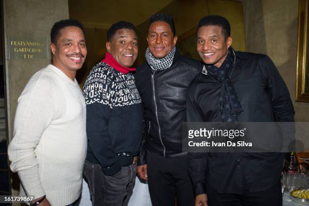 Marlon Jackson, Tito Jackson, Jermaine Jackson and Jackie Jackson of The Jacksons perform at Cafe Opera on February 14, 2013 in Stockholm, Sweden.