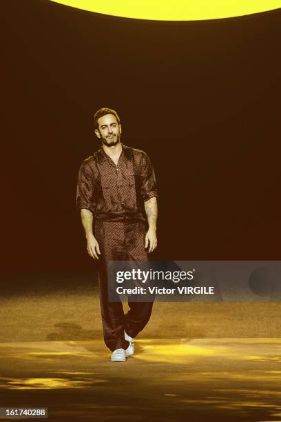 American fashion designer Marc Jacobs walks the runway at the Marc Jacobs Ready to Wear Fall/Winter 2013-2014 fashion show during Mercedes-Benz...