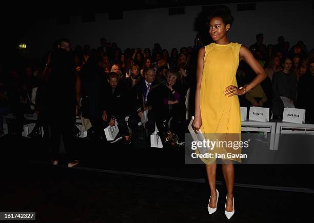 Tolula Adeyemi attends the Bora Aksu show during London Fashion Week Fall/Winter 2013/14 at Somerset House on February 15, 2013 in London, England.