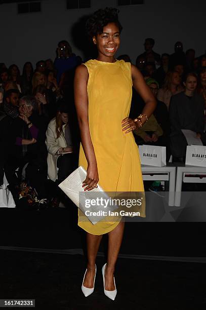 Tolula Adeyemi attends the Bora Aksu show during London Fashion Week Fall/Winter 2013/14 at Somerset House on February 15, 2013 in London, England.