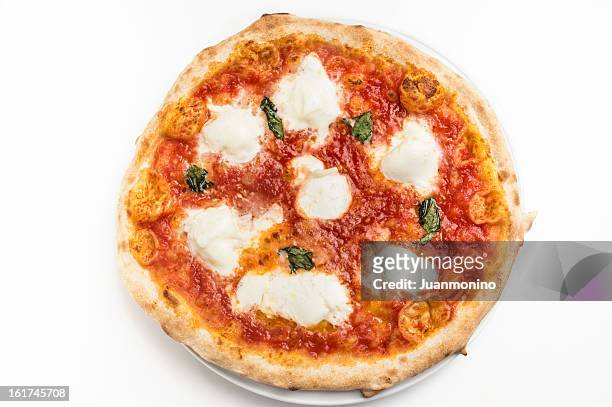 pizza margherita - pizza directly above stock pictures, royalty-free photos & images
