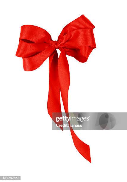 red bow isolated - bow stockfoto's en -beelden