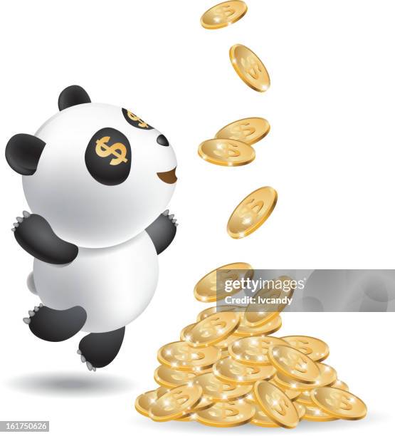 making money - panda isolated stock illustrations