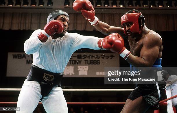 Mike Tyson sparring during a training session in June 1988 in the Catskills,New York.